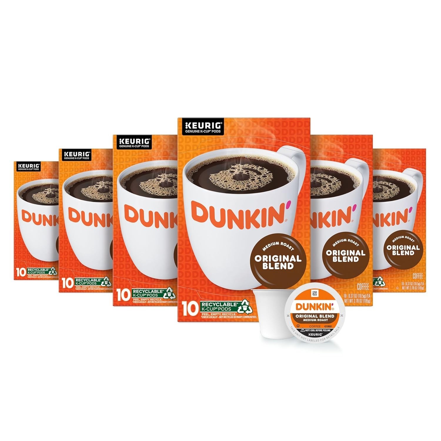 Dunkin’ Original Blend Medium Roast Coffee, 60 Keurig K-Cup PODS
