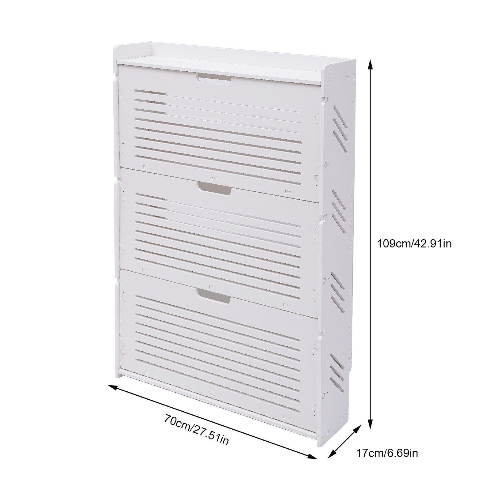 27.56*6.69*42.91in White PVC 3 Layer Freestanding Storage Shoe Cabinet Organizer