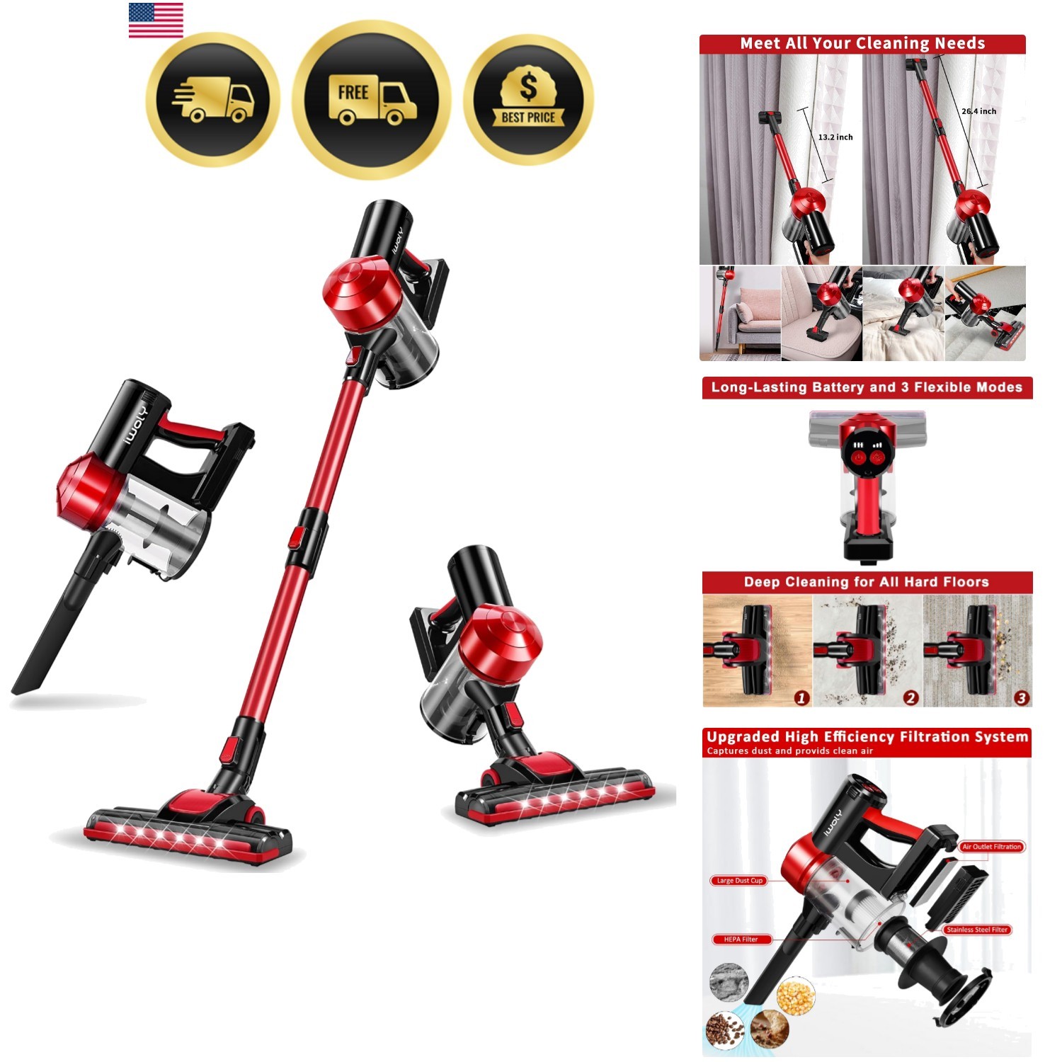 Effortless C150 Cordless Vacuum Cleaner with 35min Runtime & Fast Charging