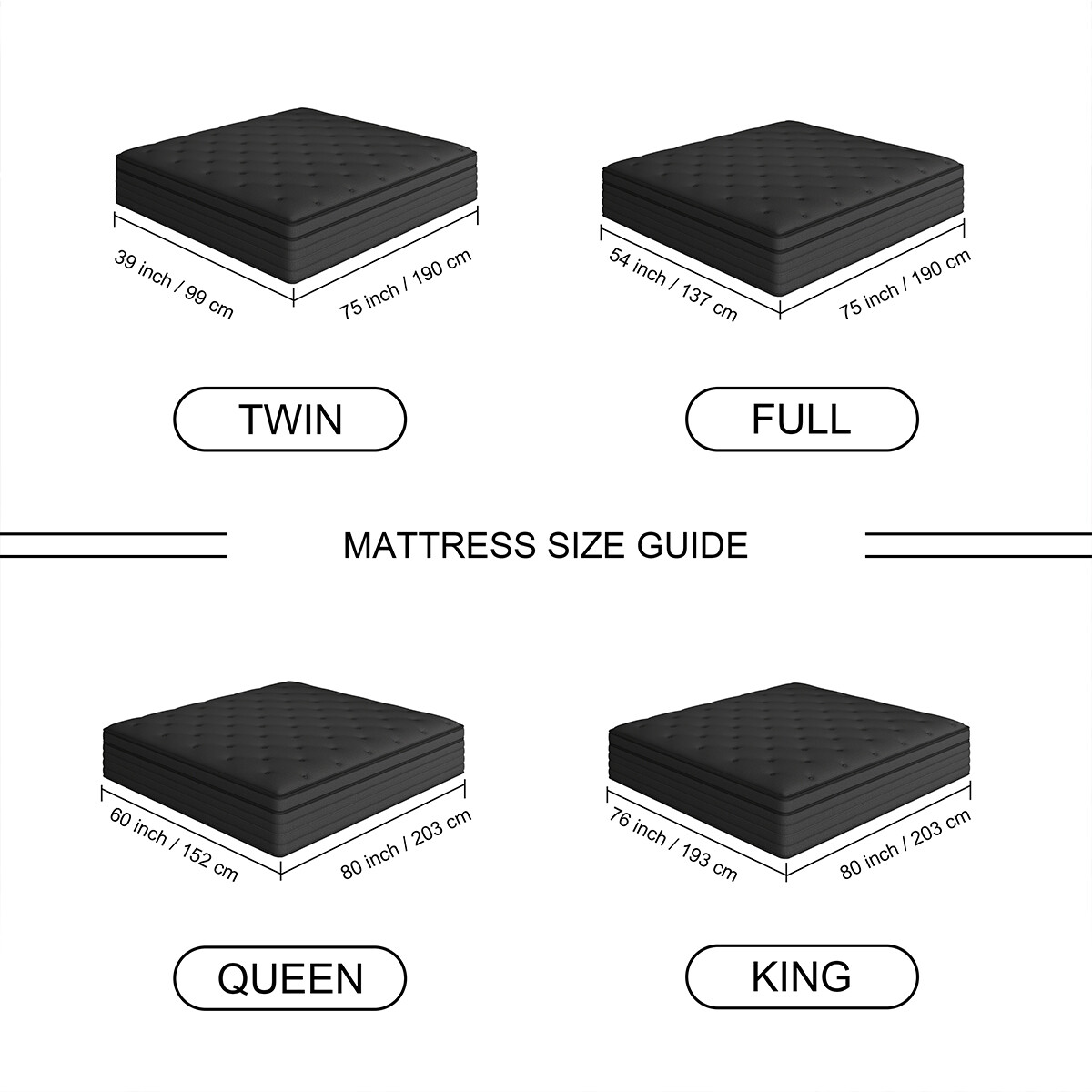 12/14 Inch Memory Foam Hybrid Mattress Pocket Spring Full Queen King in A Box