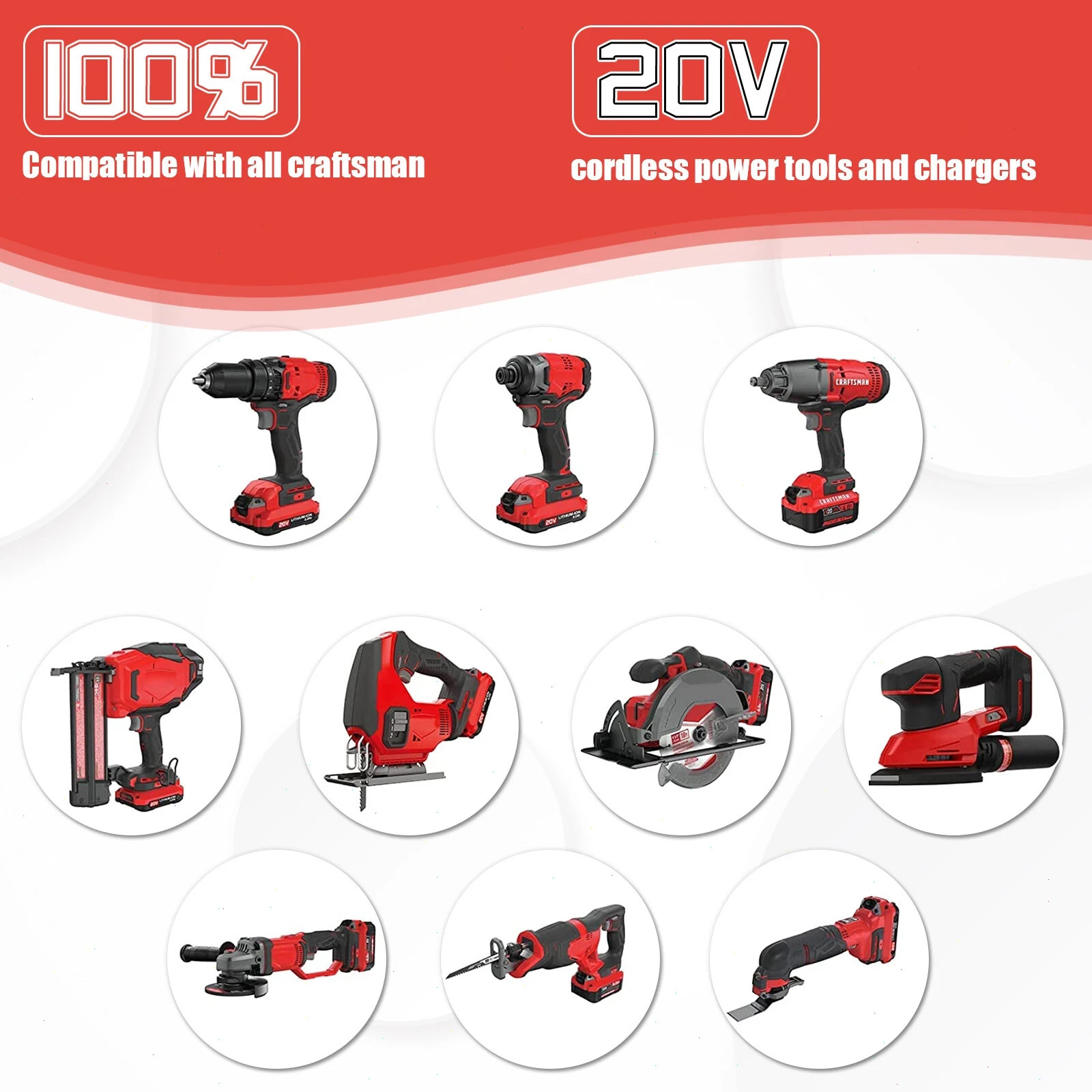 2PACK 20Volt For Craftsman V20 8.0Ah Li-ion Battery CMCB204 CMCB202 /Charger