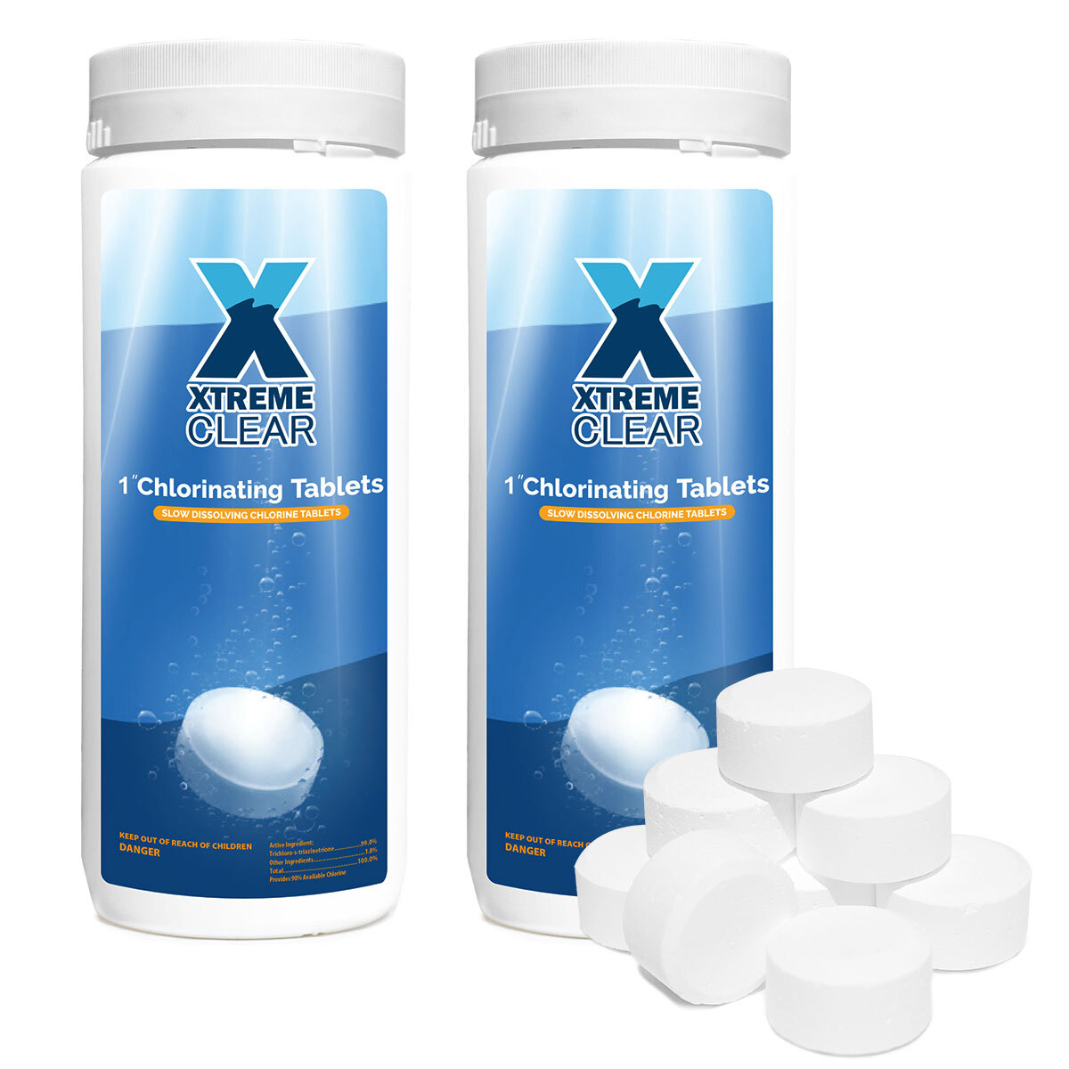 XtremeClear 1″ 99% Trichloro Stabilized Swimming Pool Chlorine Tablets – 1.5lbs