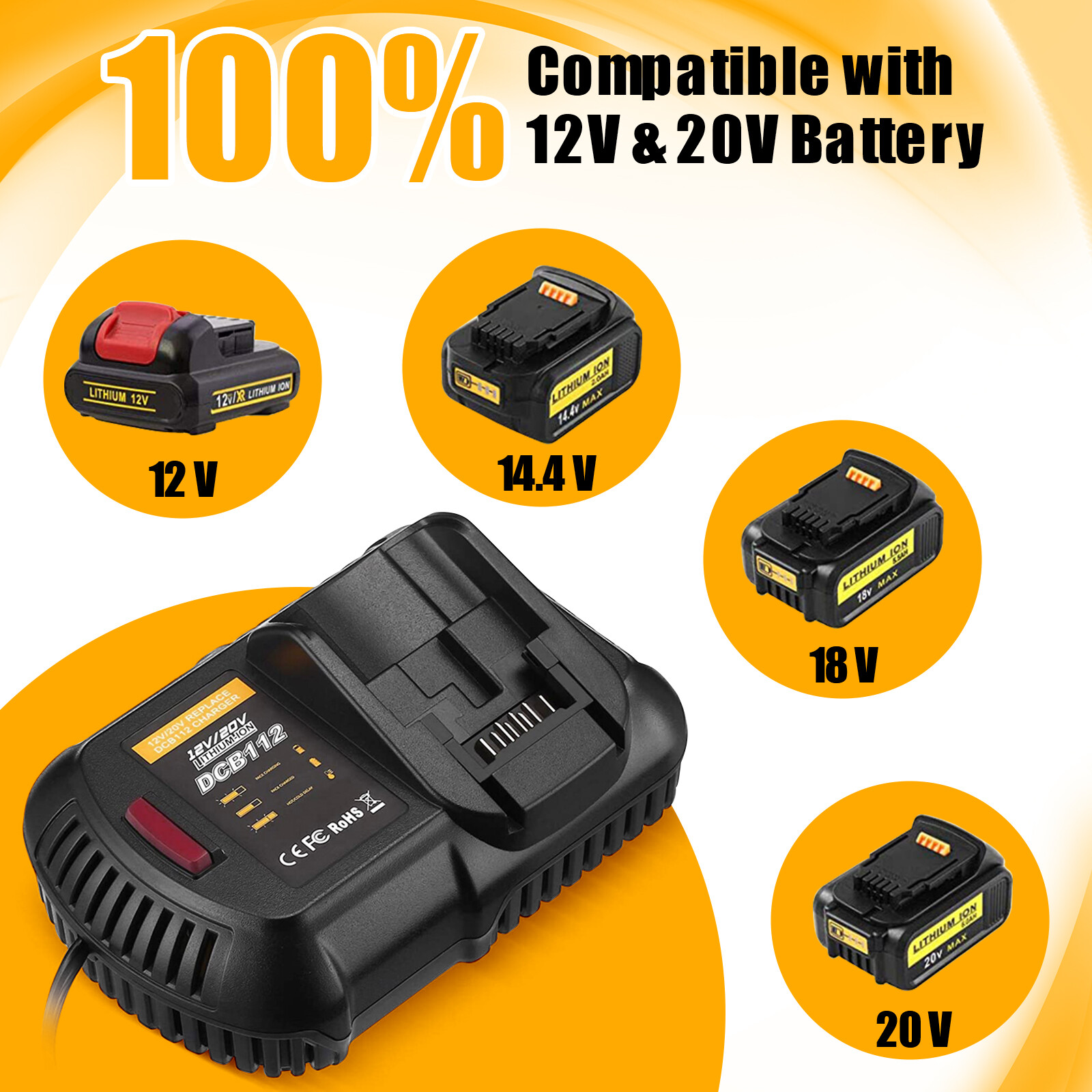 20 Volt for DeWalt 20V Max 6.0AH 8.0AH Lithium Battery / Charger DCB206 DCB205-2