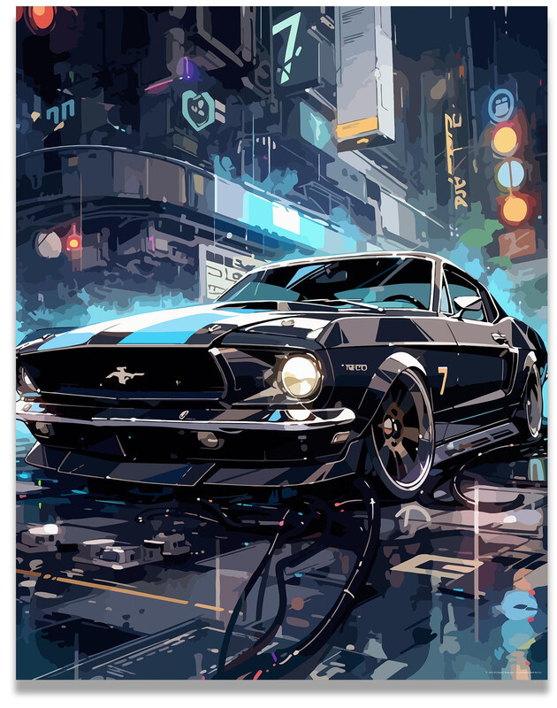 Ford Mustang Poster Room Classic Car Decor Art Garage Wall 11×14 Inches Unframed