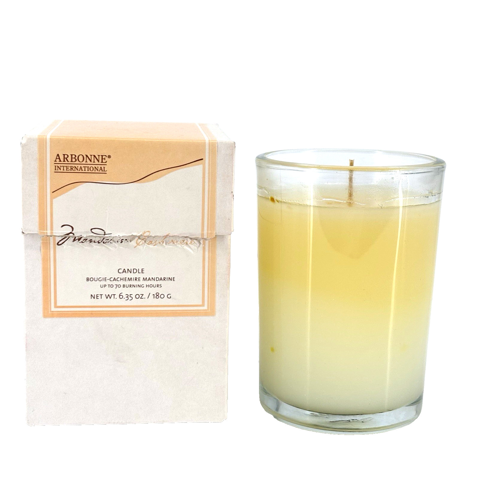 Arbonne MANDARIN CASHMERE Scented Candle 6.35 oz Up to 70 Hour Burn Time NIB