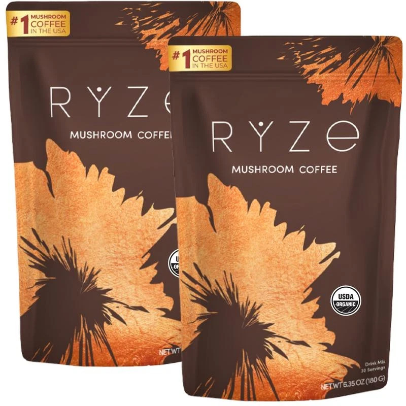 2-Pack Organic RYSE Mushroom Coffee 30 Servings Per Pack Free Shipping
