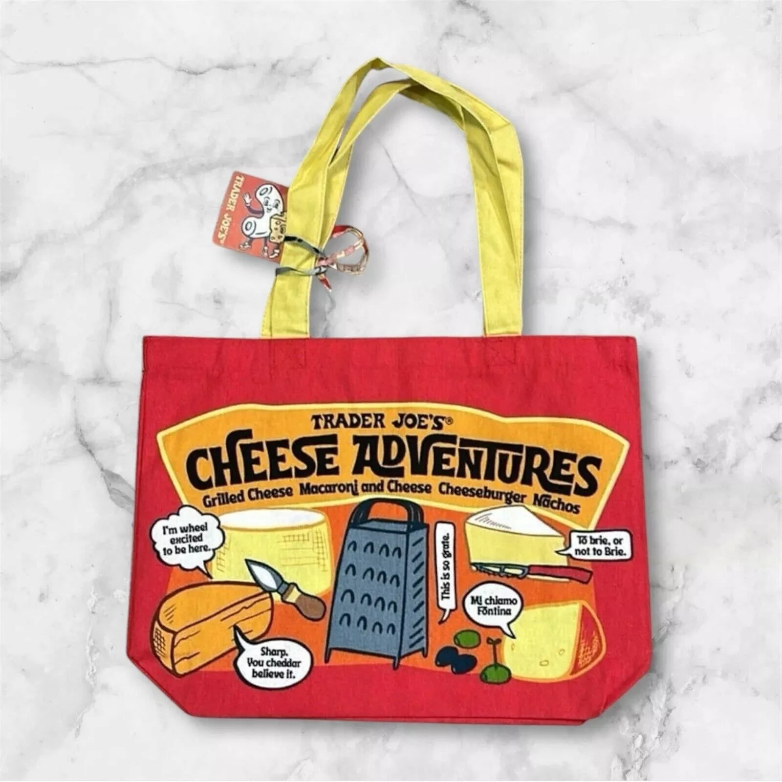Trader Joe’s NEW Cheese Adventures reusable canvas shopping bag/tote NWT