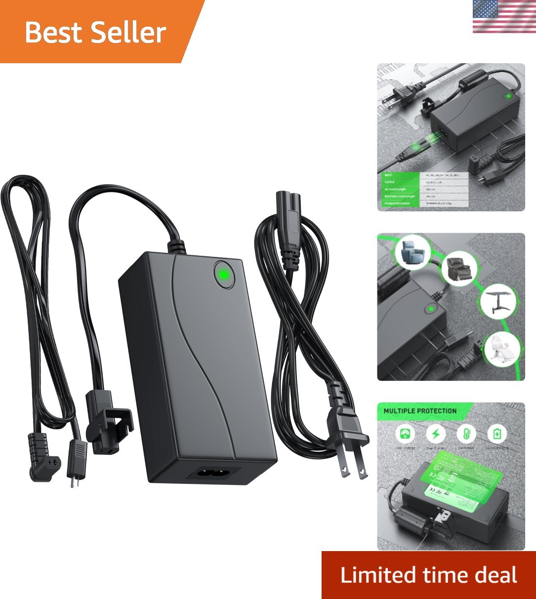 Recliner Power Supply Adapter 29V 2A Replacement Transformer Couch Lift Chair
