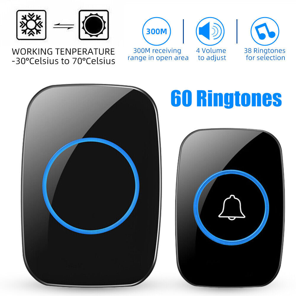 Wireless Doorbell Chime Waterproof Receiver Adjustable Volume 1000FT Kit USA