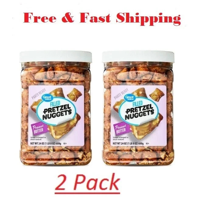 Great Value Peanut Butter Filled Pretzels 24oz – Crunchy, Resealable Snack
