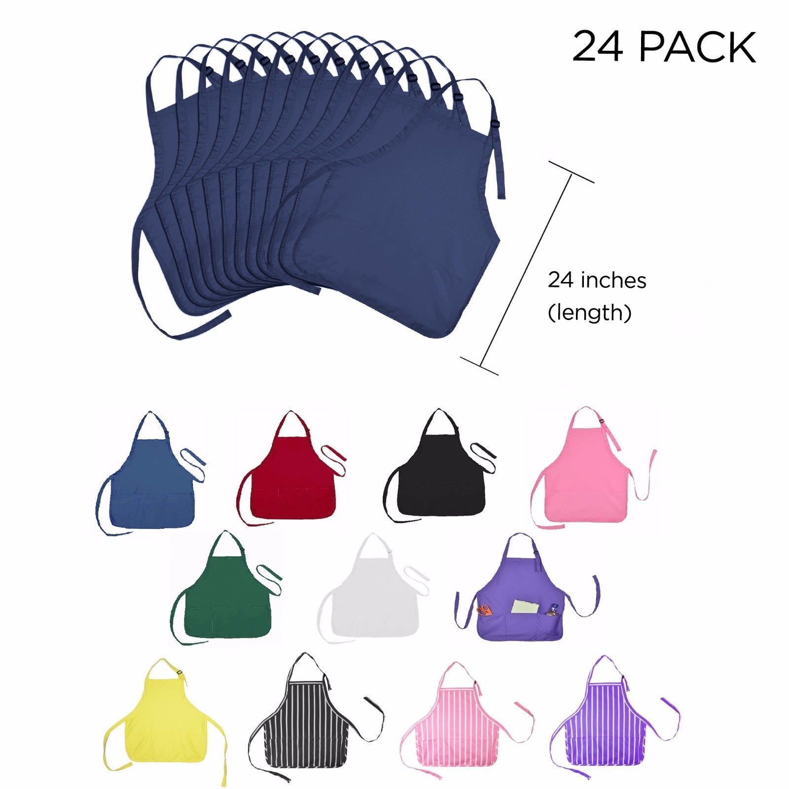 24 Aprons Commercial Restaurant Home Bib Spun Poly Cotton Bulk Wholesale 2 Dozen