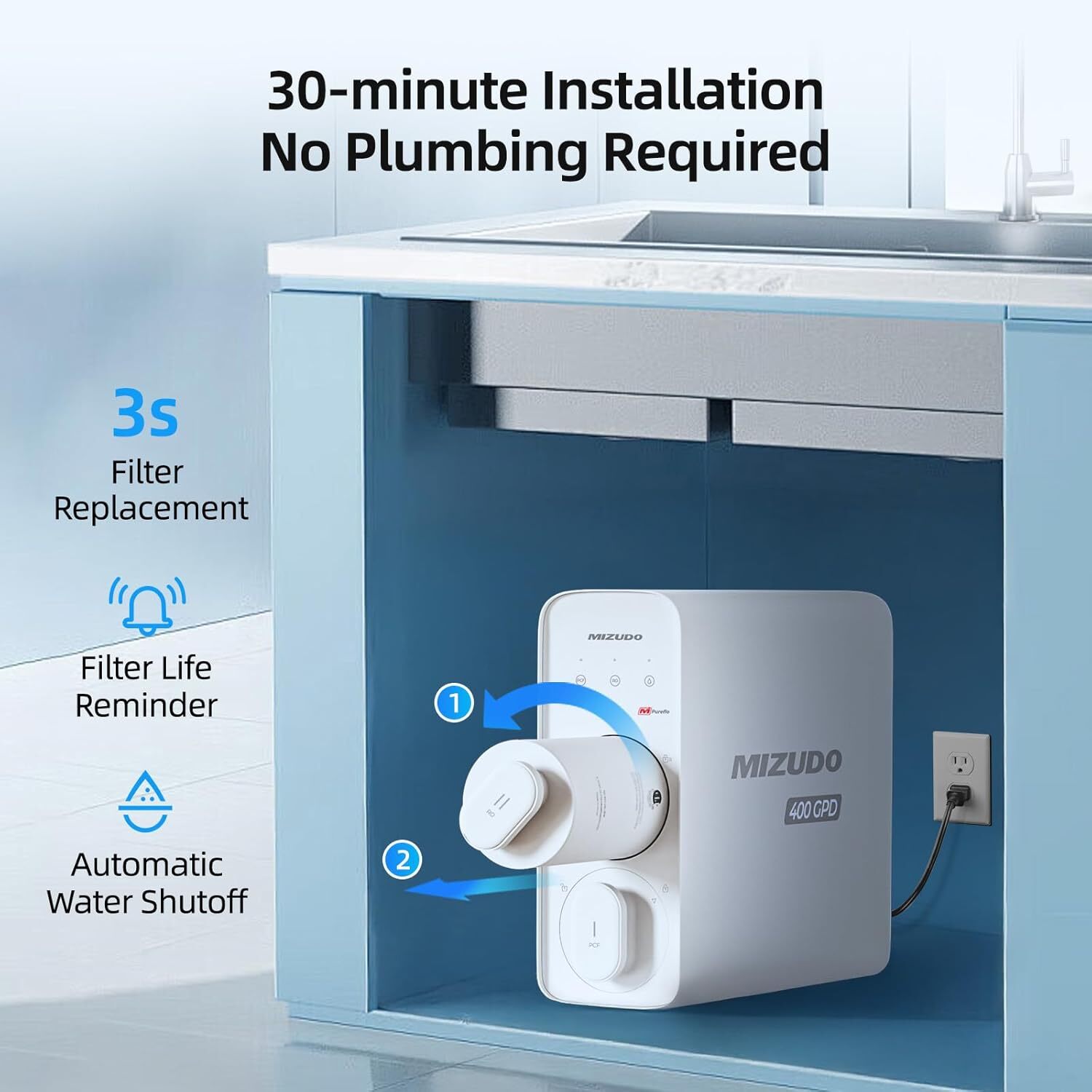 【99% NEW】Reverse Osmosis System, 600 GPD,8 Stage Tankless Under Sink w/2 Filters
