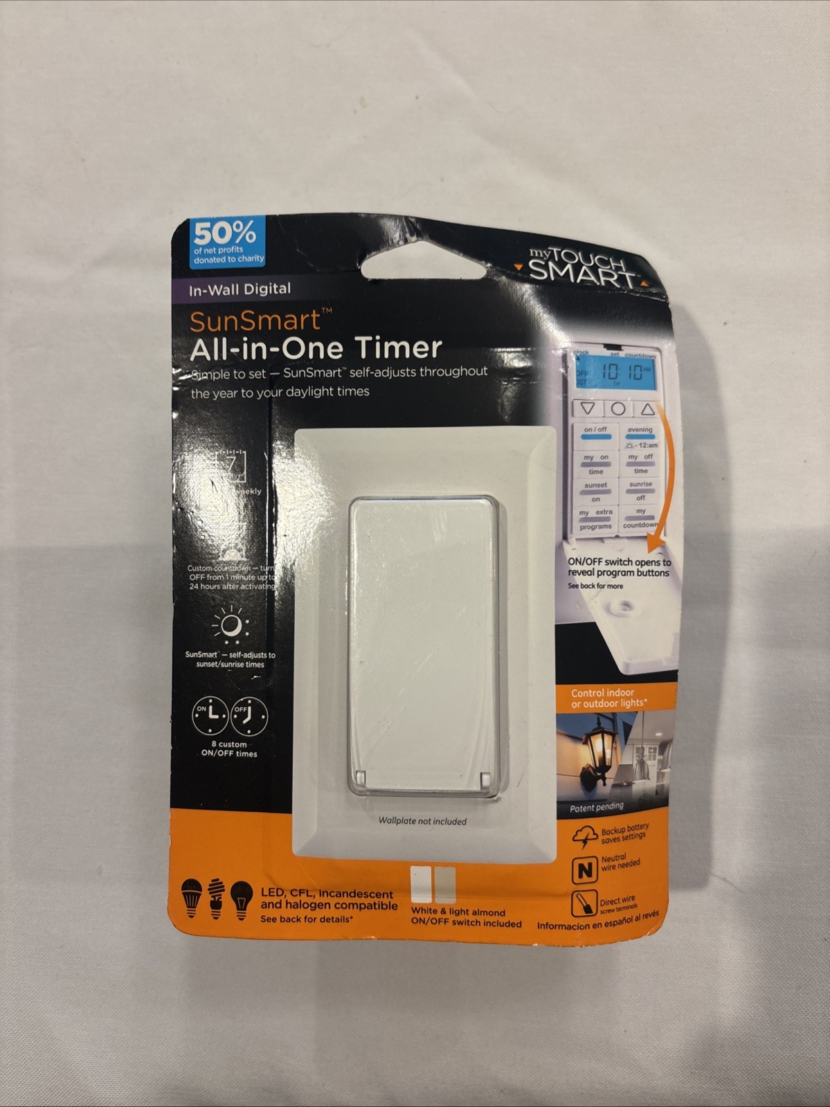 myTouch Smart SunSmart All-in-One Timer – White – Self Adjusts to Daylight Times