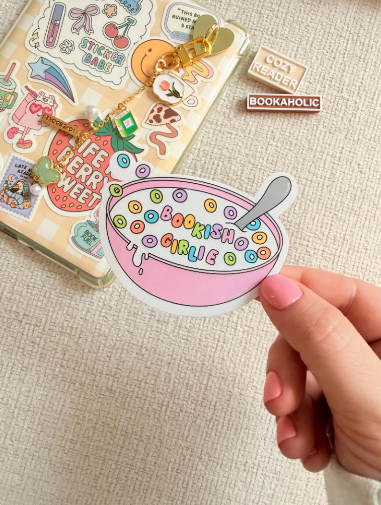 Bookish Girlie Cereal Soup Sticker Cute Book Lover Vinyl Decal Waterproof Kindle
