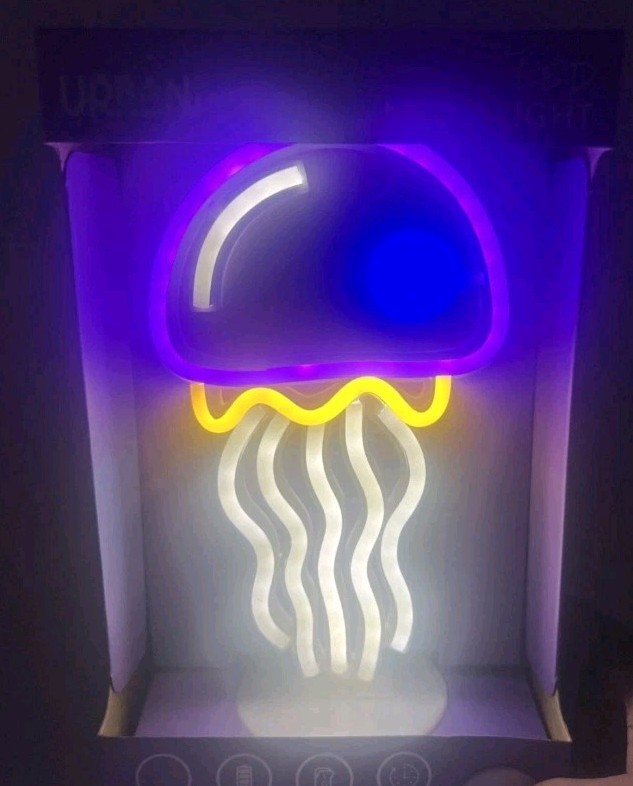 Urban Shop Jelly Fish Neon Light 4hr Timer Batteries Included New FreeS&H