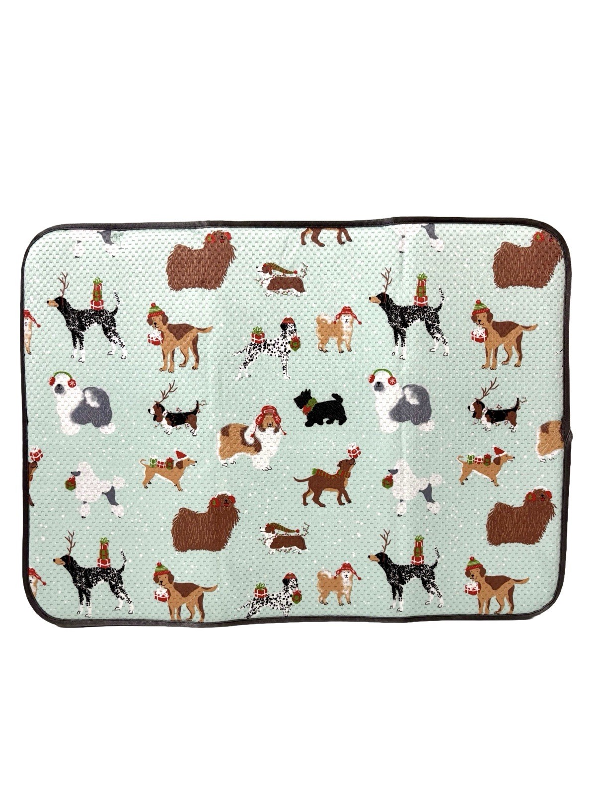 Charming Dogs Christmas Dish Drying 1 Mat 15” x 20” w/None Slip Backing – NWOT