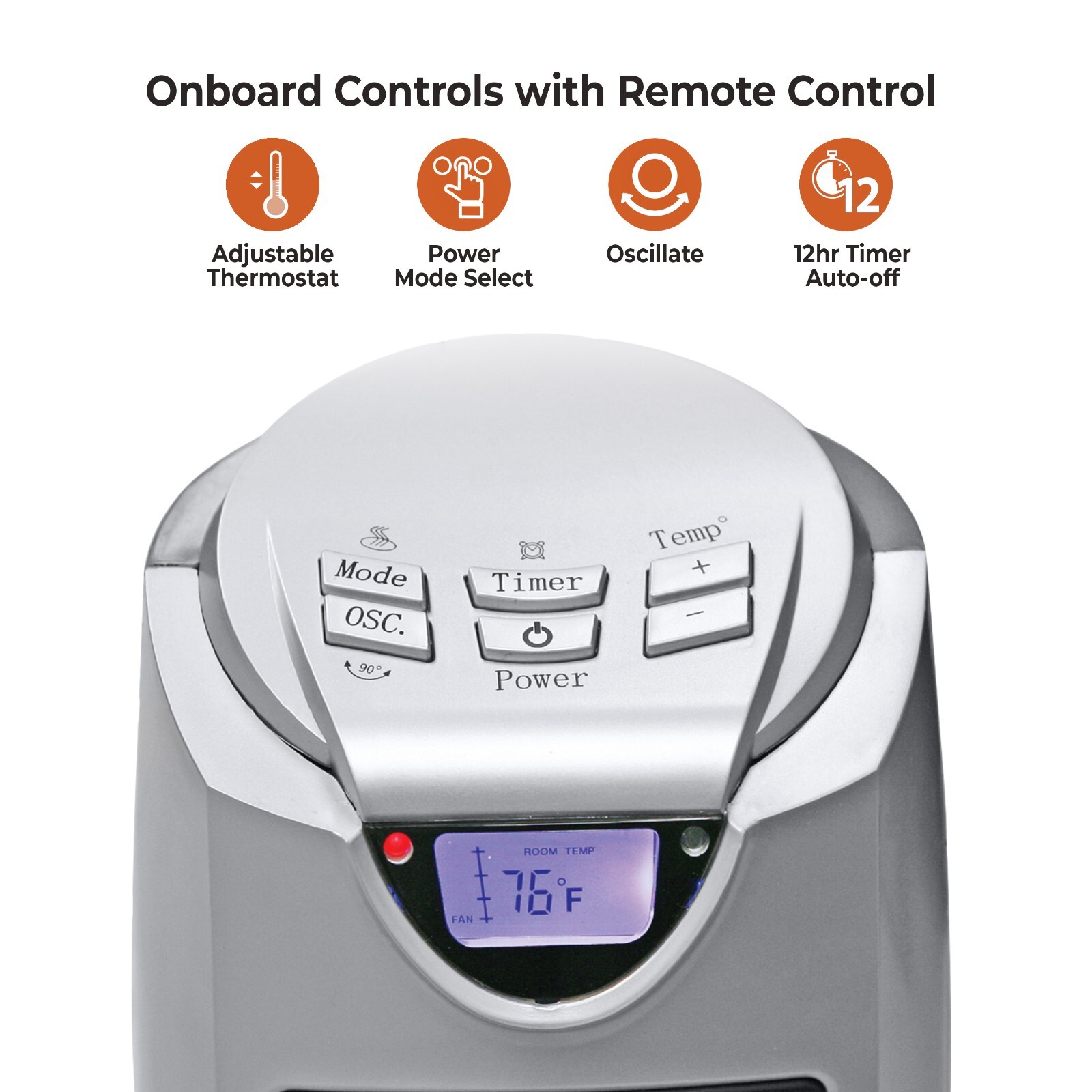 Comfort Zone Oscillating Digital Tower Space Heater with Remote Control