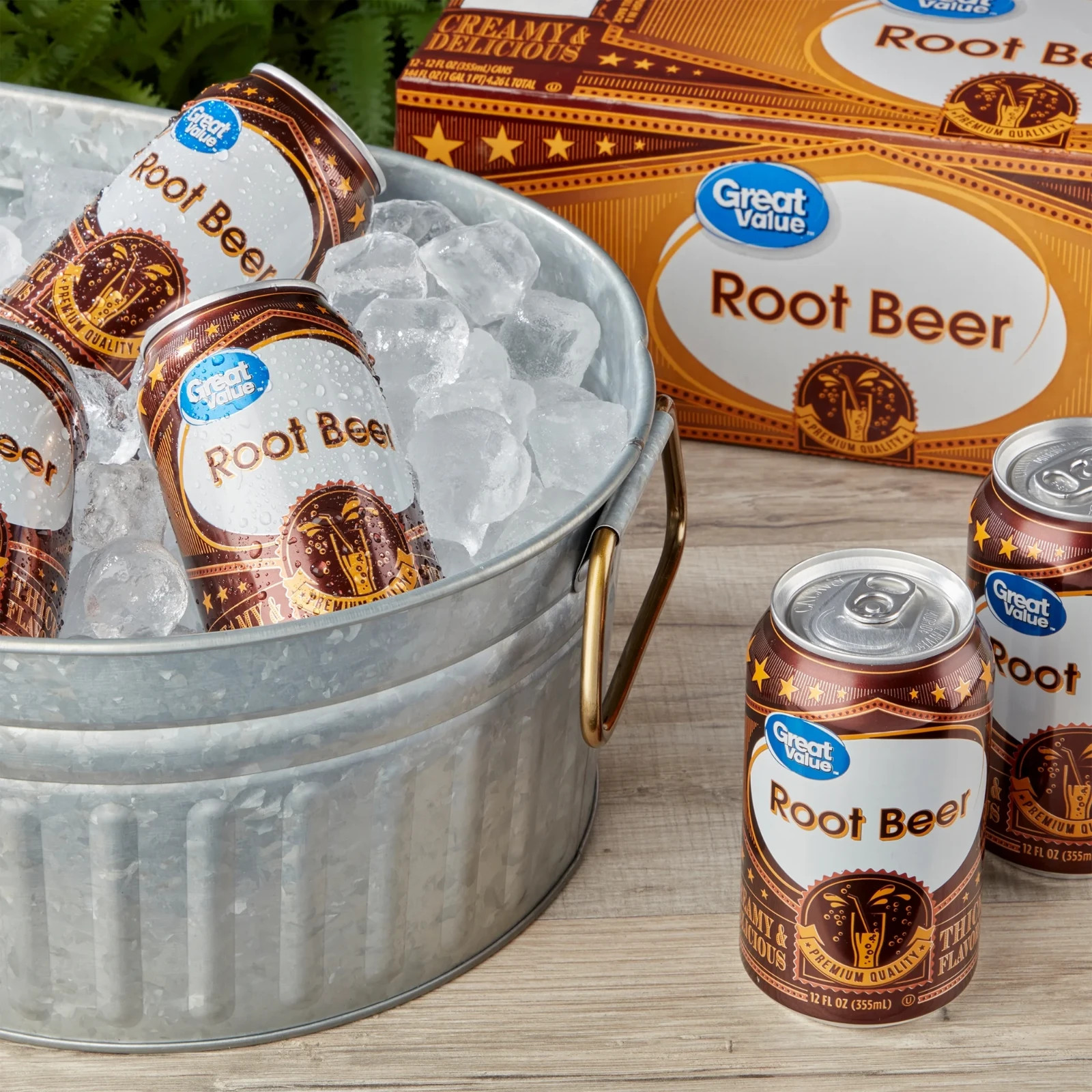Great Value Root Beer Soda Pop, 12 fl oz, 12 Pack Cans Pack of 2