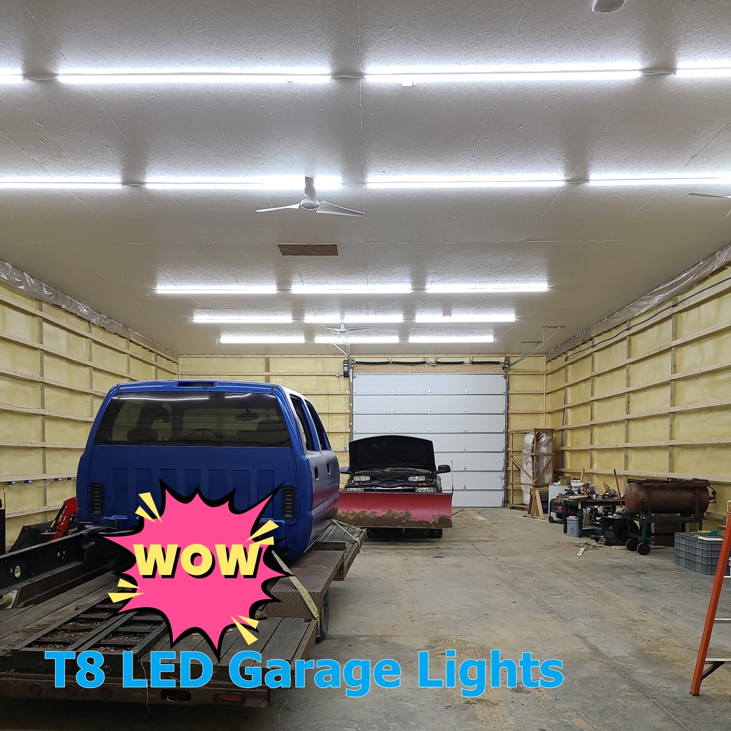 4FT T8 LED Shop Light Fixture 36W 60W LED Tube Light Bulbs 6500K Integrated US