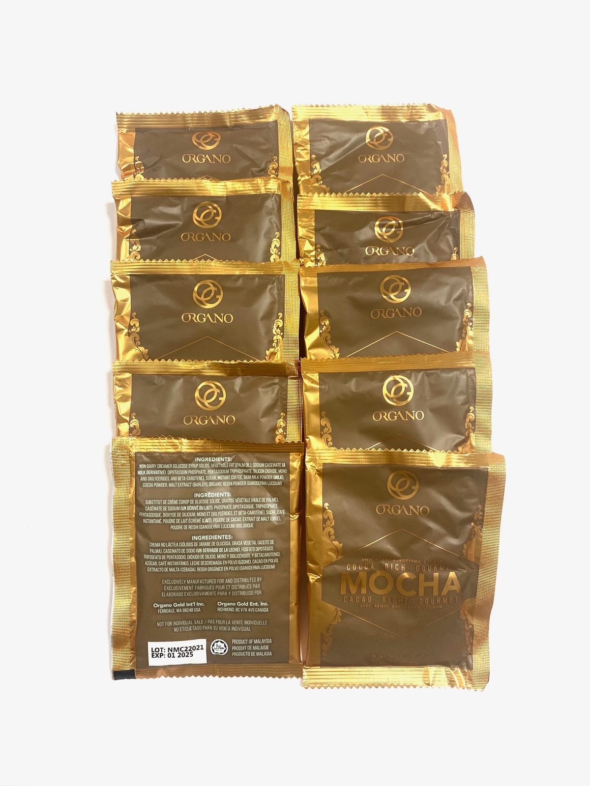 Organo Gold Cafe Mocha 100% Certified Organic Organic Gourmet Coffee, 10 sachets