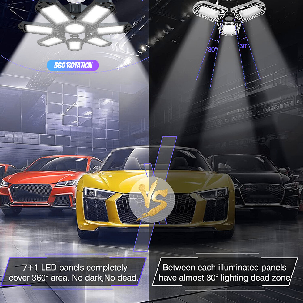 12000000LM LED Garage Light Super Bright Work Shop Ceiling Light Deformable HR