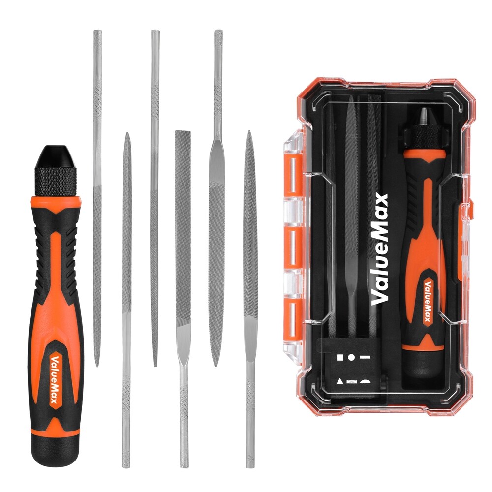 ValueMax 7PC Interchangeable Needle File Set w/Plastic Case Chromium Alloy Steel