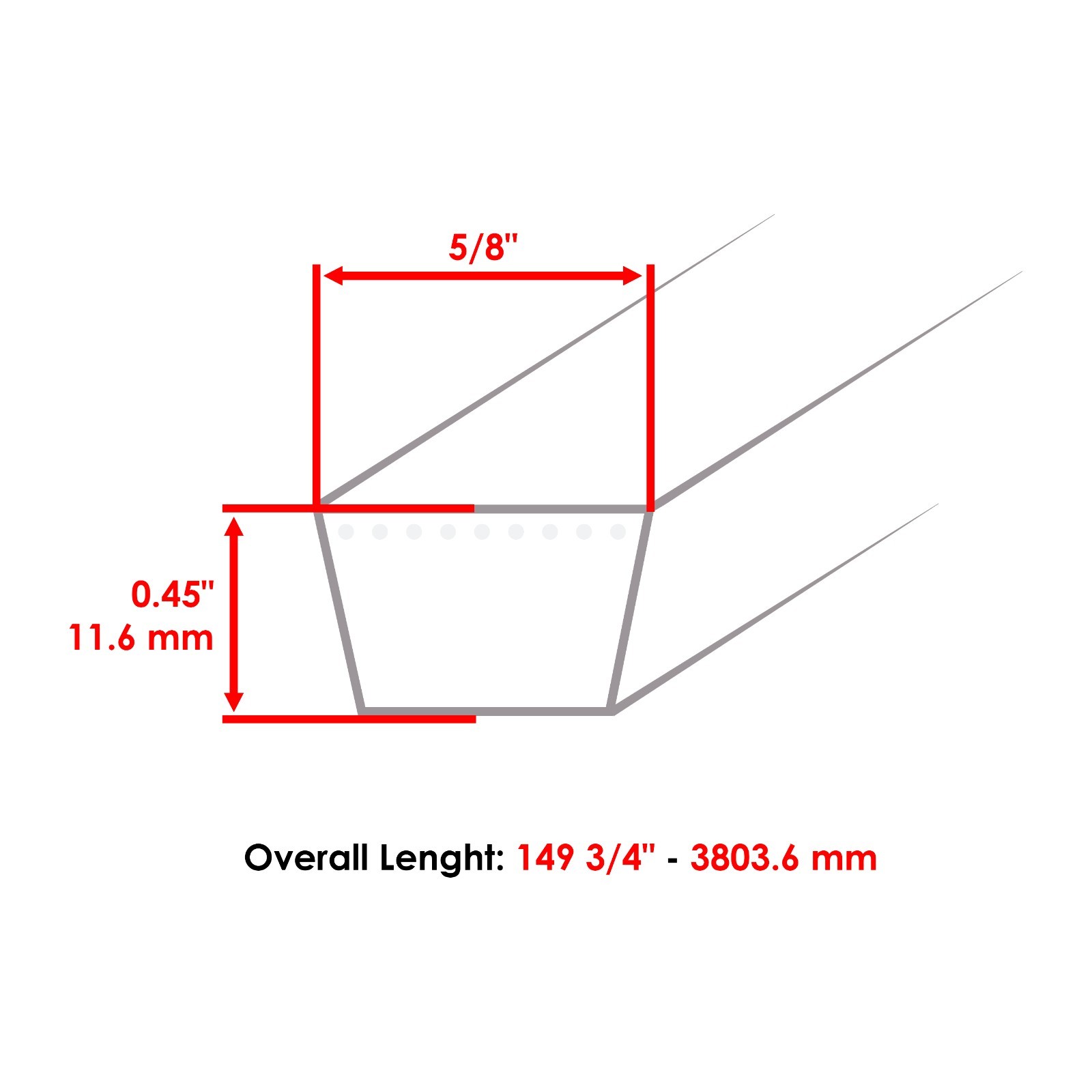 149 3/4 Inch 5/8″ Thick 539107095 Deck Belt for Dixon Jonsered Husqvarna