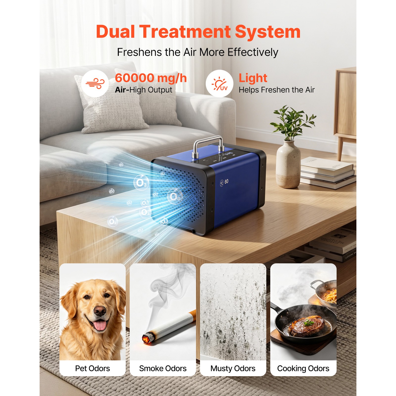 Uimoso 60000mg/h Commercial Ozone Generator for Odors and Large Spaces4800 sq.ft