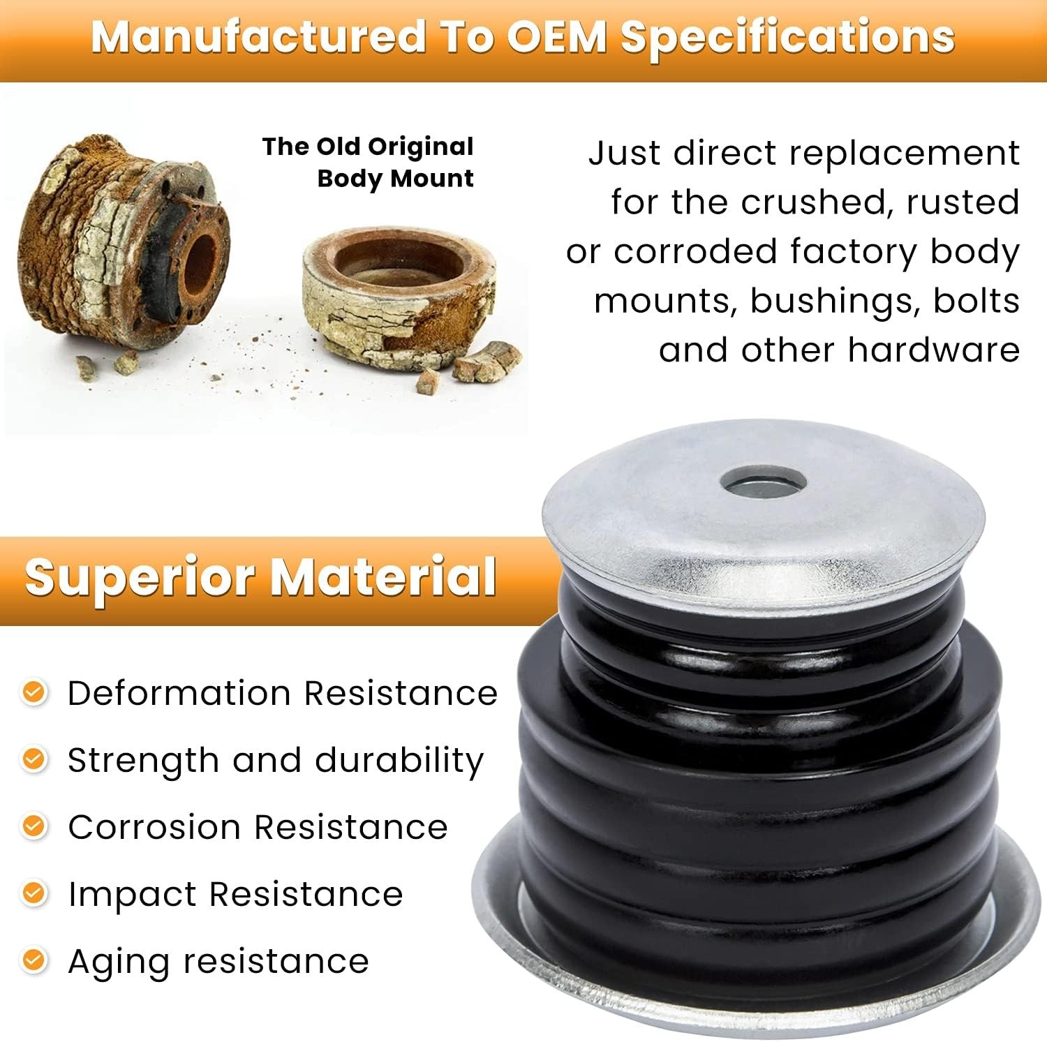 KF04060BK Body Mount Bushing Kit for Ford F250 F350 Super Duty 2008-2016 2WD 4WD