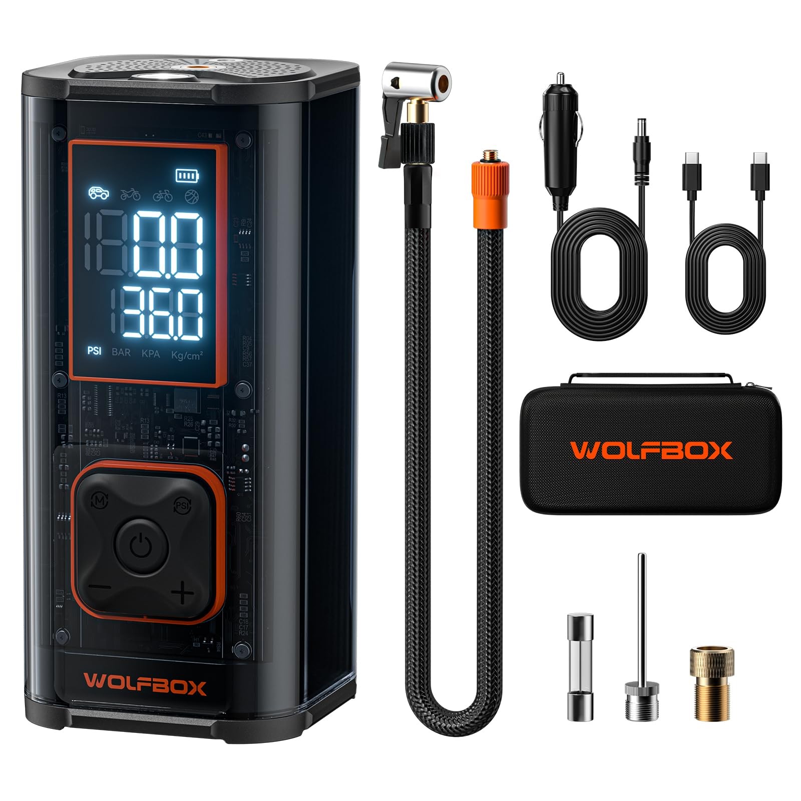 WOLFBOX 150PSI Heavy Duty Tire Inflator Portable Air Compressor,Double- cylin…
