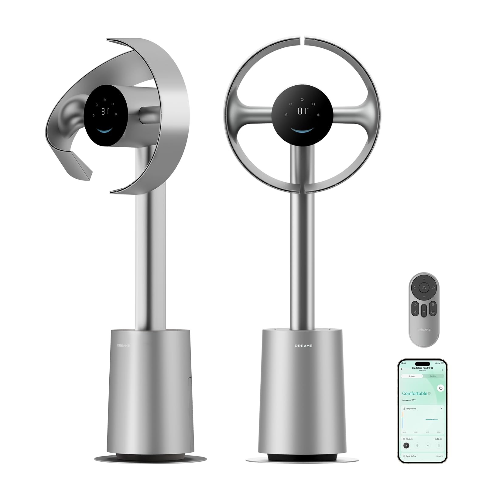 DREAME Bladeless Tower Fan for Bedroom, Smart Standing Fan with 270° Spatial …