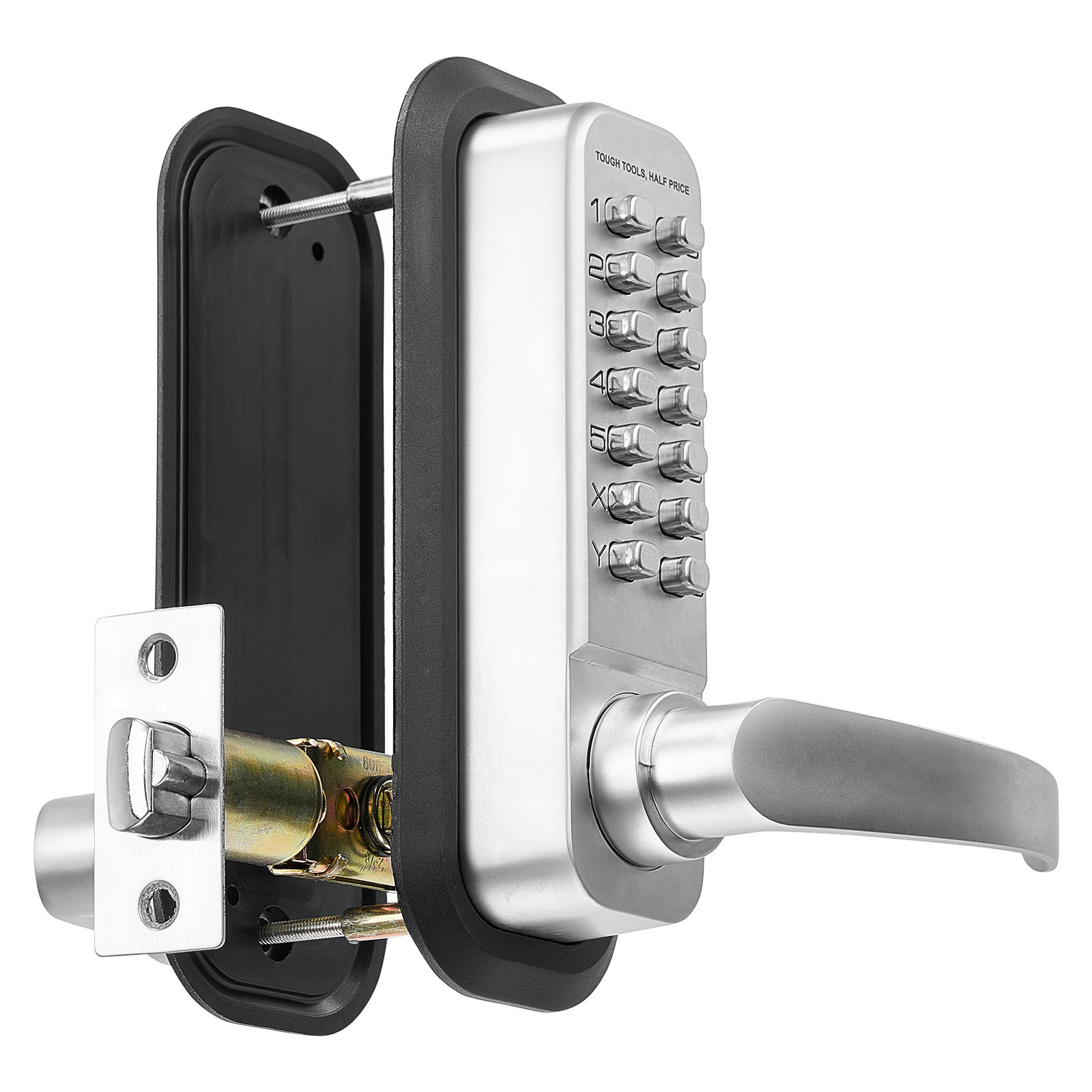 Mechanical Keyless Entry Door Lock 14 Key Mechanical Keypad Lock for Home Sliver