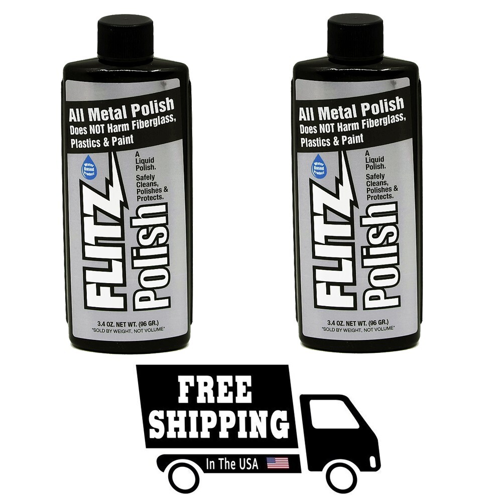 FLITZ Metal, Plastic & Fiberglass Polish 3.4oz liquid formula 2 PACK * SEE VIDEO