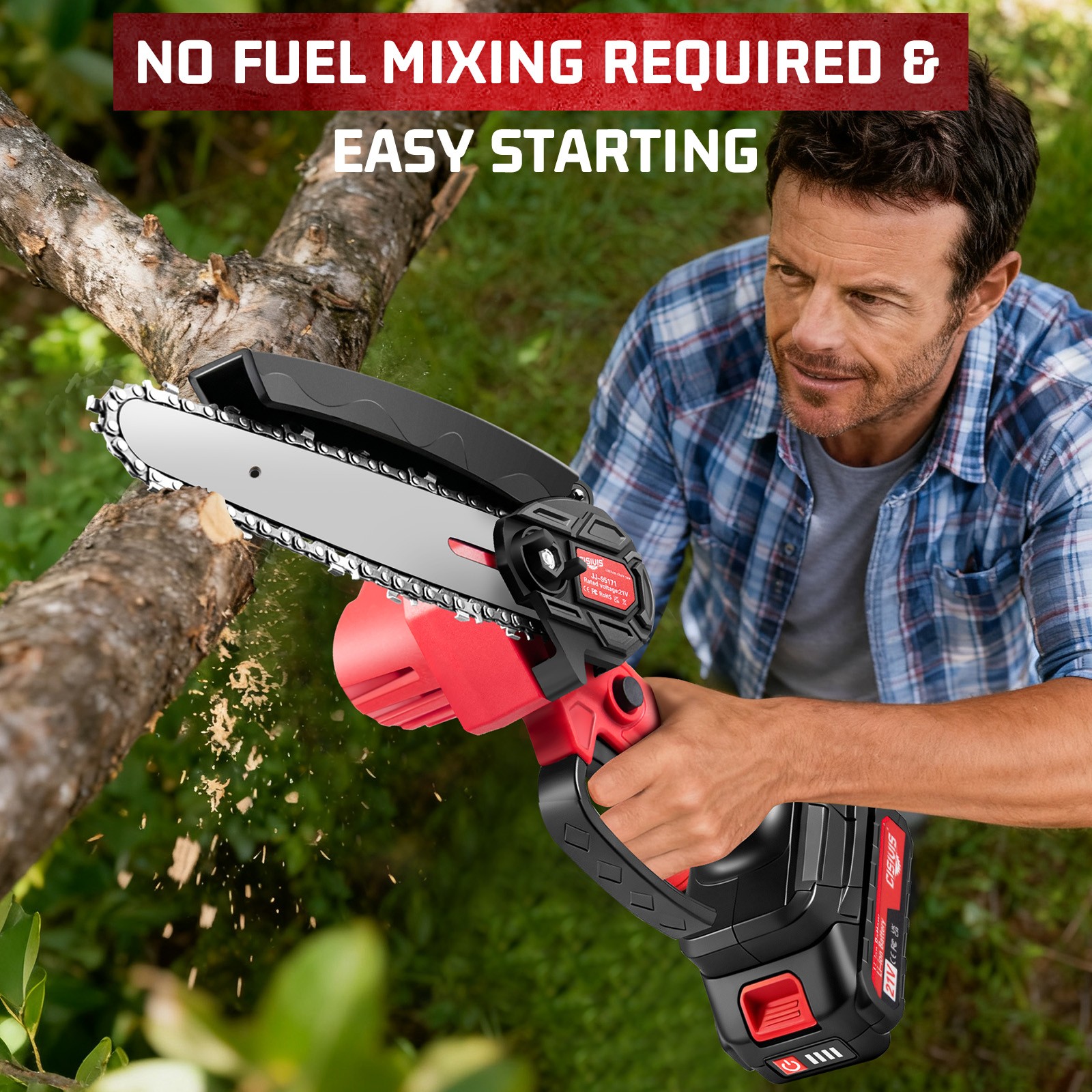 Mini Chainsaw 4/6 Inch Portable Electric Chainsaw Cordless with 2 Chainsaw