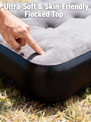 Built-in Pump Air Mattress for 5.5-5.8ft Truck Bed – Grey, 10″ Thick