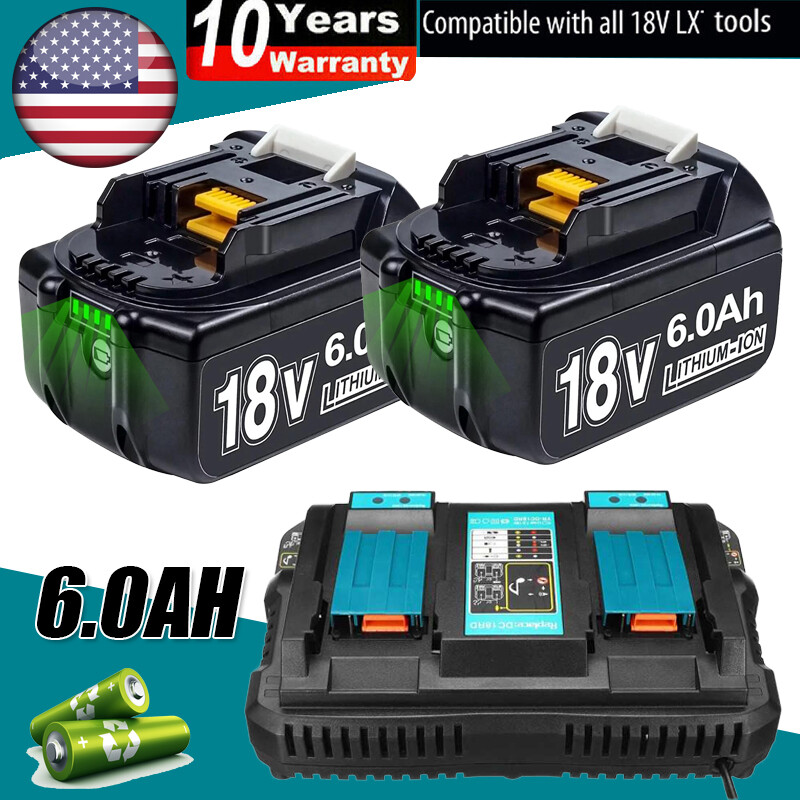 BL1860 For Makita 18V 6.0Ah Lithium ion LXT BL1830 BL1850 Battery / Dual Charger