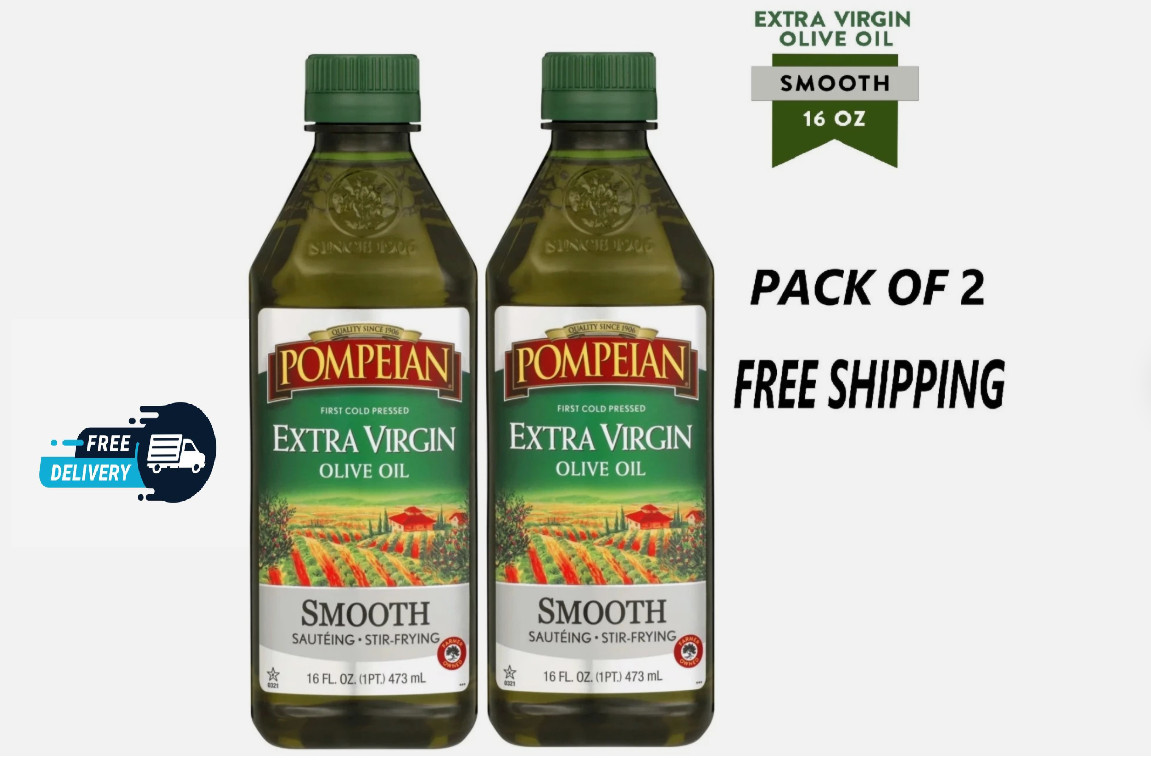 Pompeian Smooth Extra Virgin Olive Oil – 16 fl oz (Pack of 2)