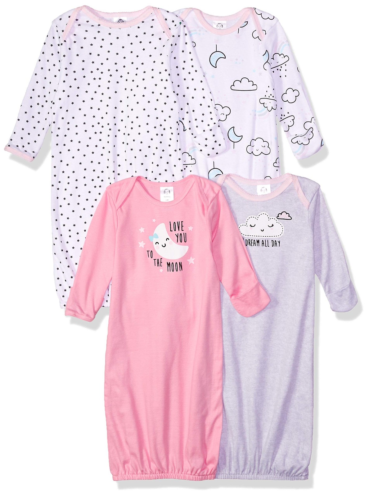 GerberBaby Girls4-Pack Sleeper GownClouds0-6 Months