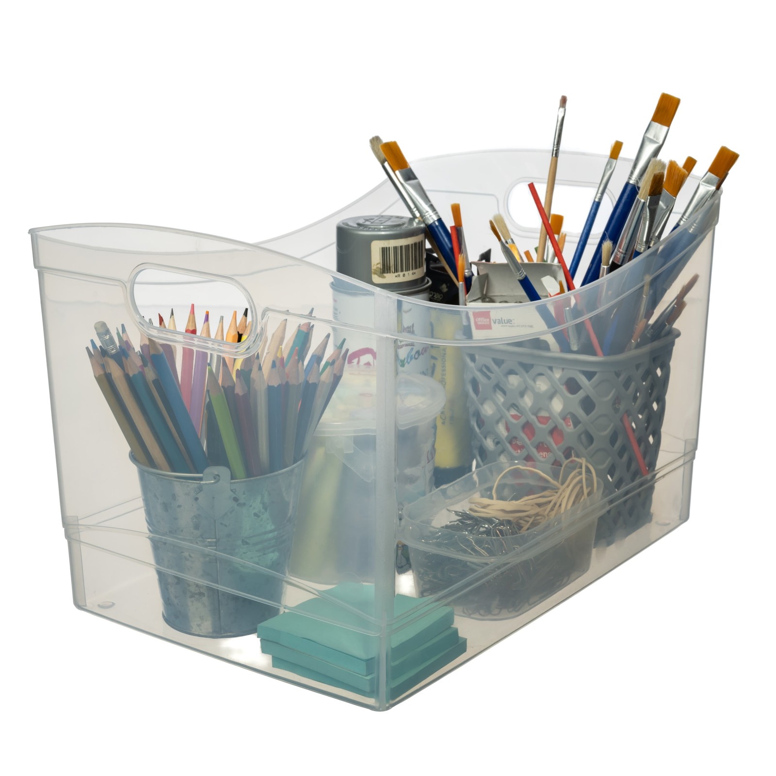 Clear Plastic Storage Bin with Handles, Multi-purpose Organizer 15.3×10.4×9.8in