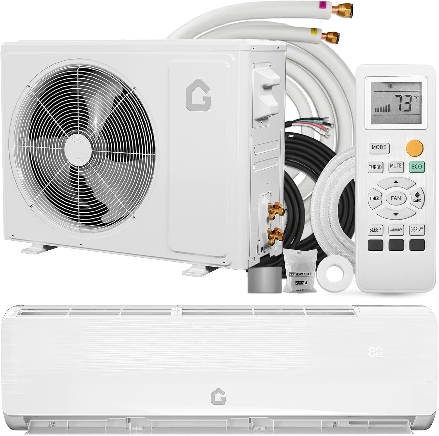 Mini Split 18000 BTU Air Conditioner Heat Pump System 19 SEER2 230V Inverter AC