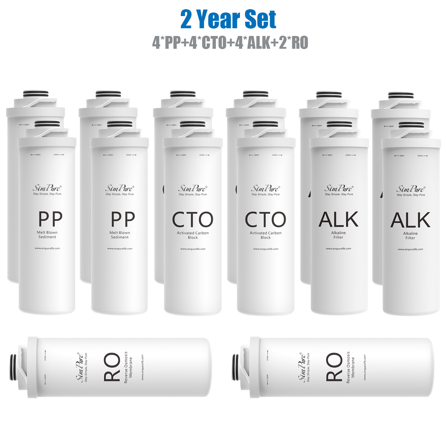 14 Pack 2 Years Water Filters Cartridge For SimPure T1-400ALK T1-400UV RO System