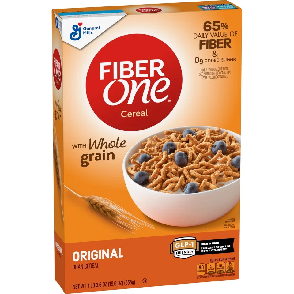 Fiber One Cereal, Original Bran, High Fiber Cereal Made with 19.6 oz (2 pack).