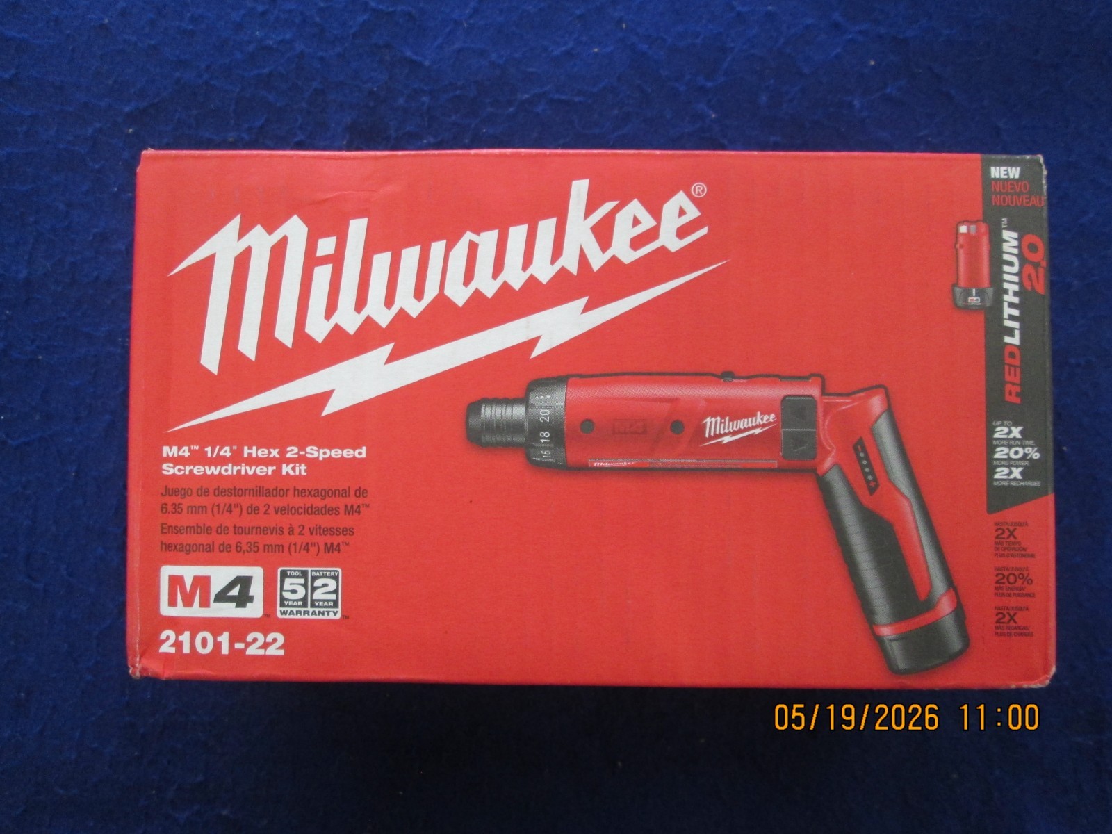Milwaukee 2101-22 M4 1/4″ Hexagon Screwdriver Kit 2 Batteries