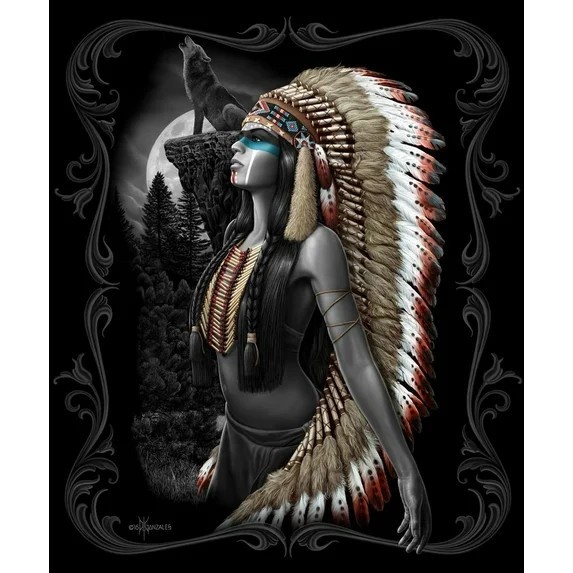8lb Heavyweight Soft Queen Blanket, Officially Licensed, Native American Woman