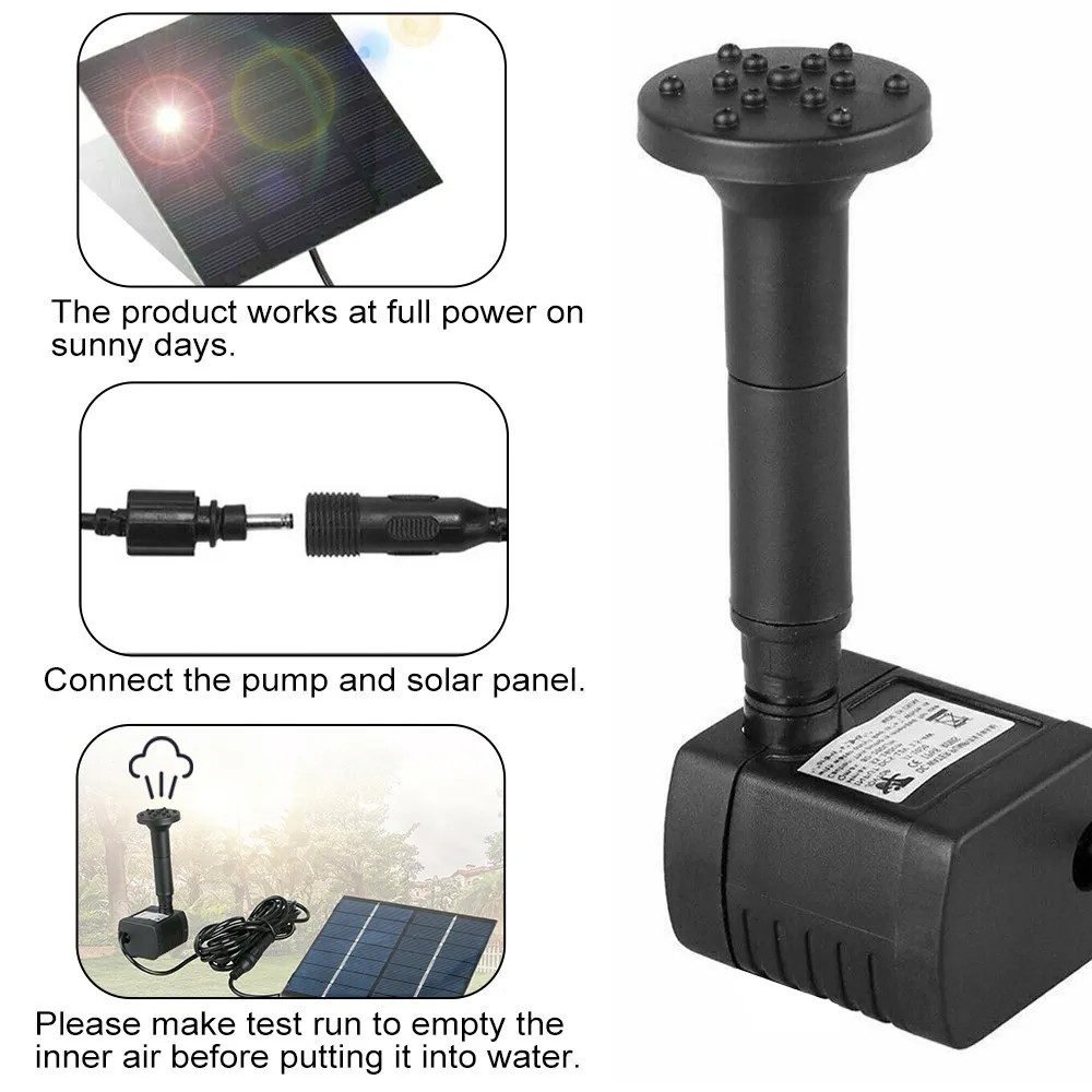 Solar Power Fountain Submersible Floating Water Pump Bird Bath Pond Garden Pool