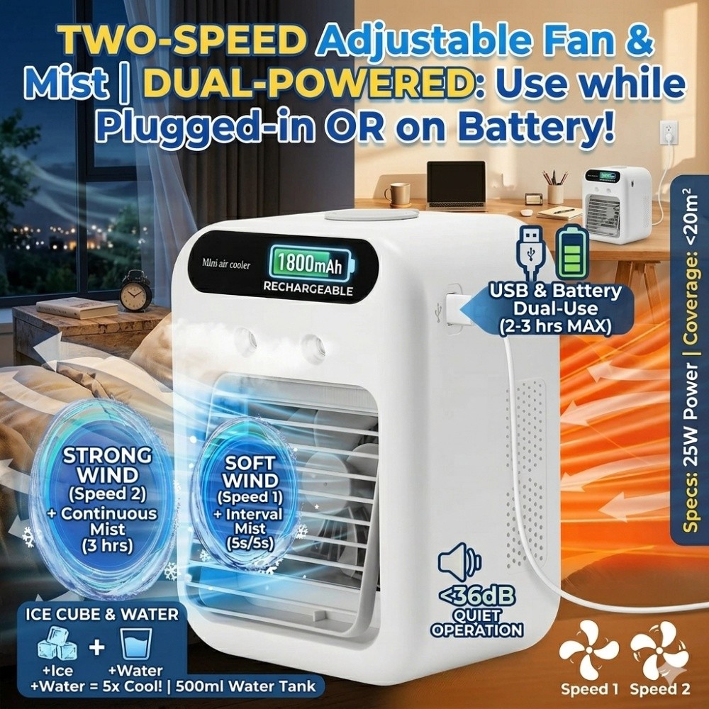 Portable Air Conditioner 3in1 Quiet AC Unit Air Cooler /Humidifier /Cooling Fans