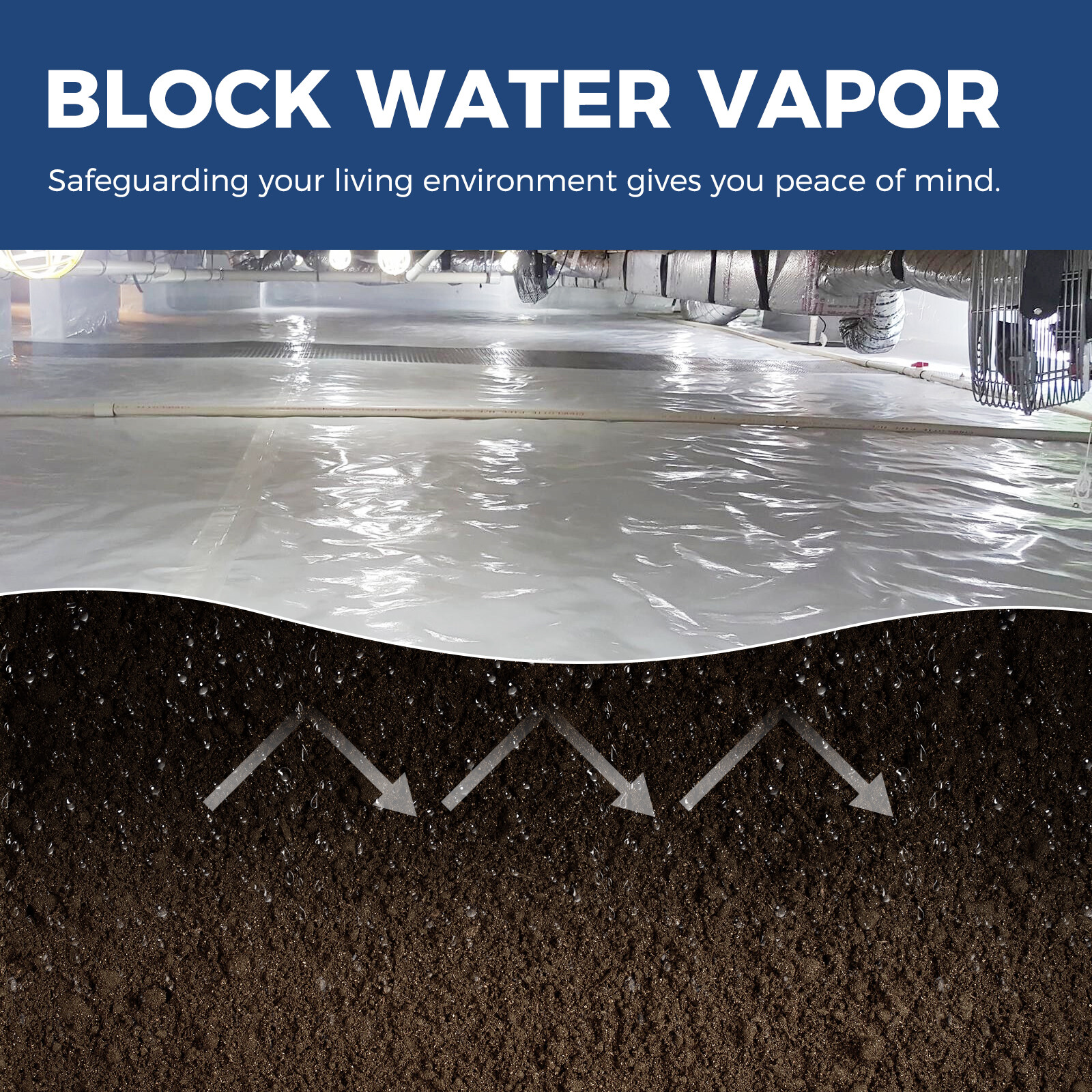 Alorair Crawl Space Vapor Barrier 10mil Film, 10’x50′ Waterproof Reusable Film