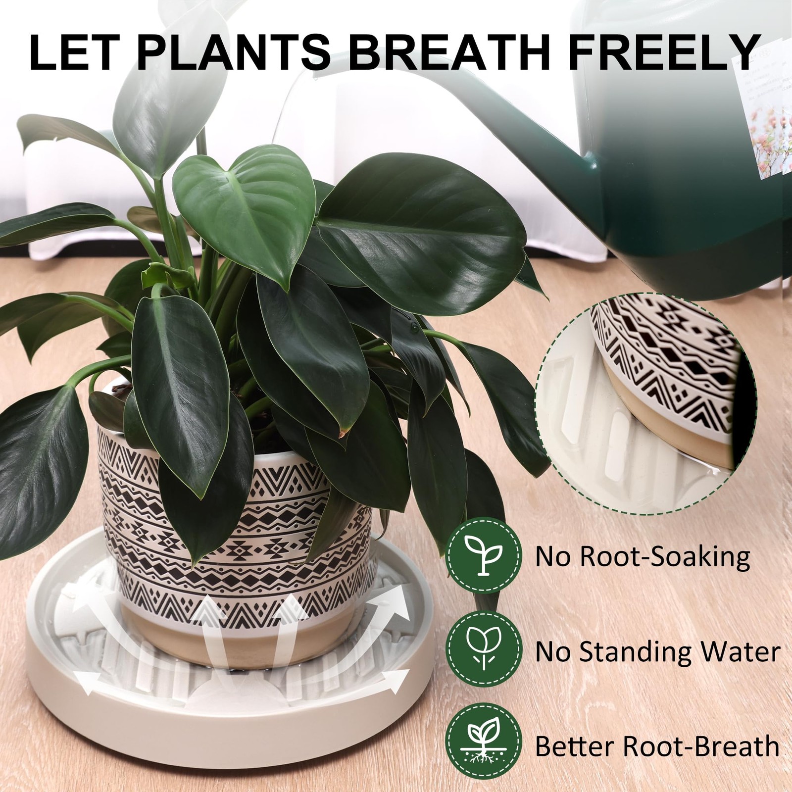 2 Pack Plant Caddy Hidden Wheels, 9.8in Beige Rolling Stand, Dolly Tray Tool