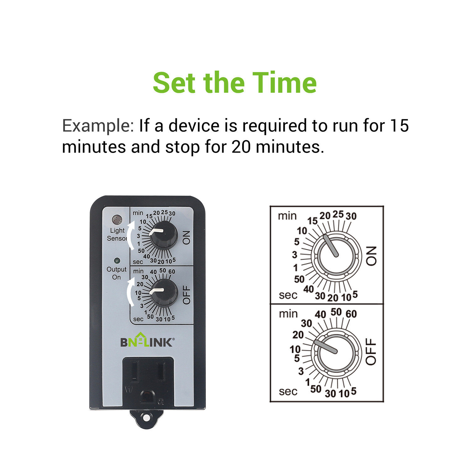 BN-LINK Short Period Repeat Cycle Timer 24 Hours ON OFF Controls Plug In Delay