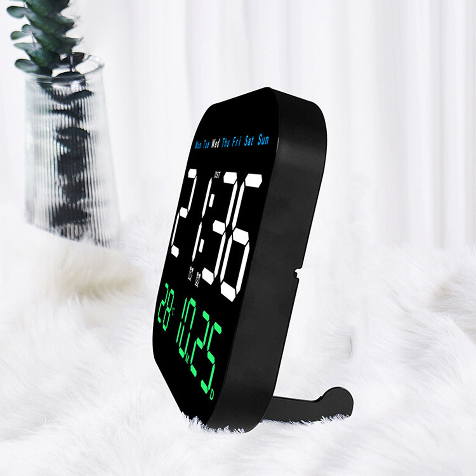 LED Large Digital Wall Clock Temperature Date Week + US Charger / Remote Control